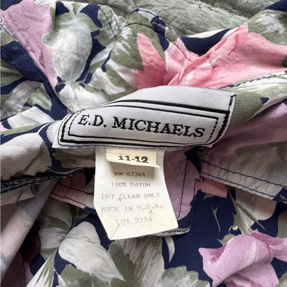Vintage E.D. Michaels Pink, Purple, and Blue Floral Midi Dress - Picture 10 of 13